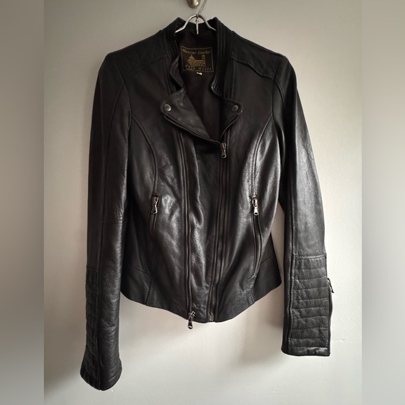 Black Leather Massimo Moto Jacket - Picture 3 of 5